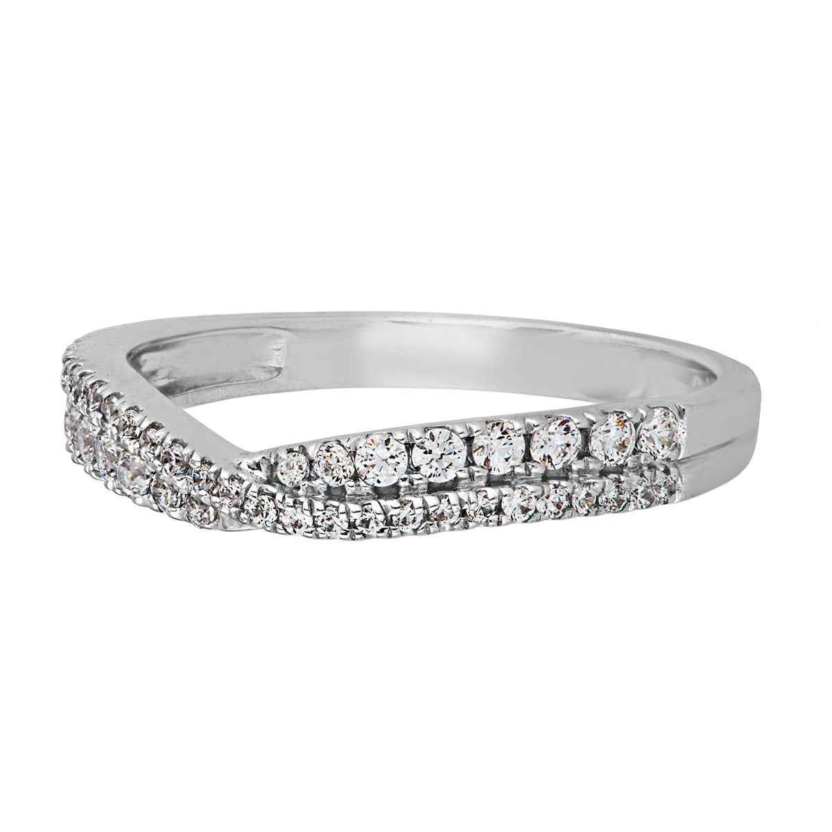 Perfect Match 1/3 ct. tw. Round Diamond Stackable Anniversary Ring in 14K White Gold front view