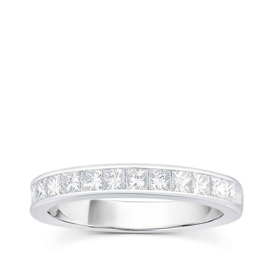 3/4 ct. tw. Princess Cut 12-Stone Diamond Channel Set Anniversary Band in 14K White Gold