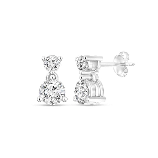 2BeLoved 5/8 ct. tw. 2-Stone Stacked Diamond Earrings in 10K White Gold