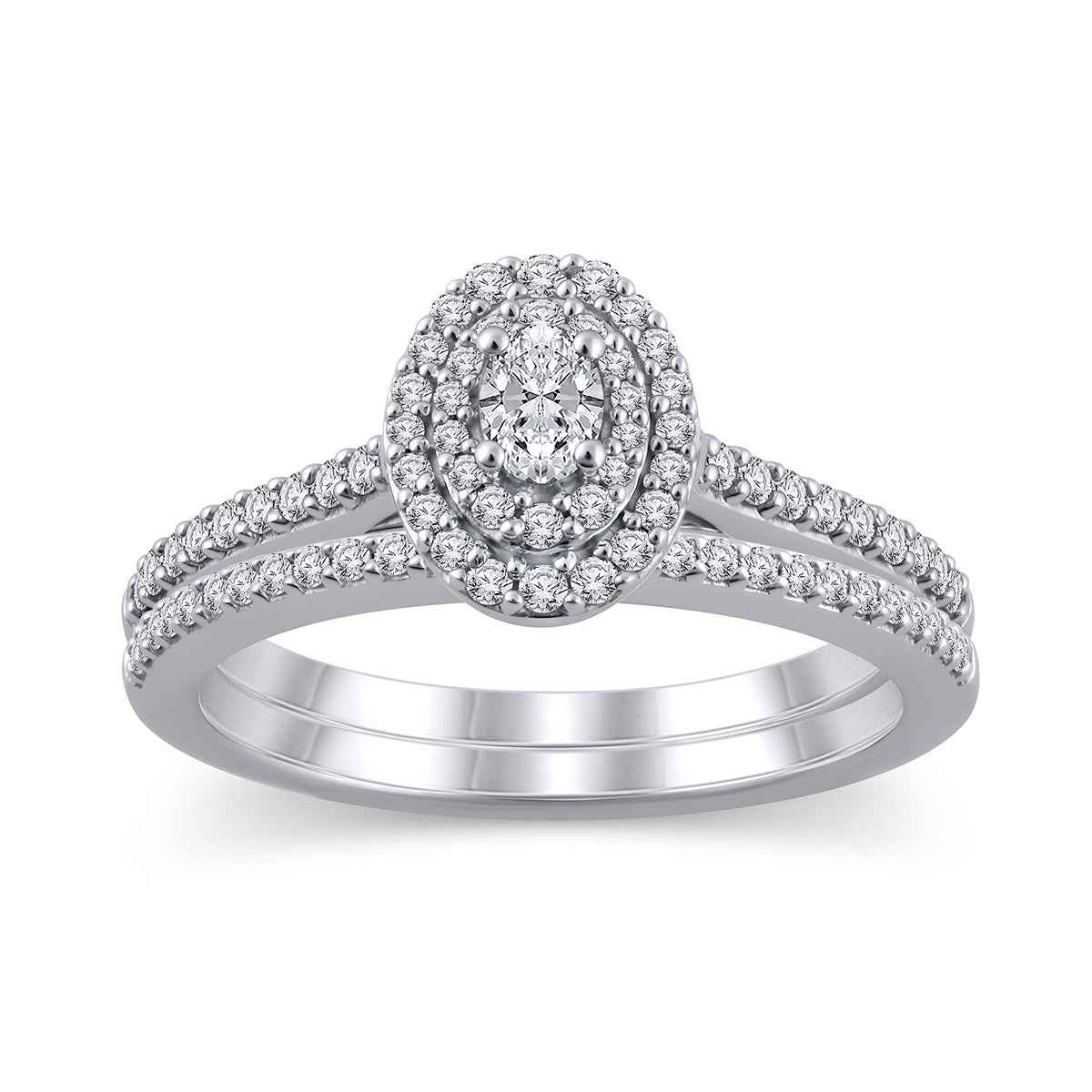 True Promise 5/8 ct. tw. Oval Diamond Wedding Set in 10K White Gold