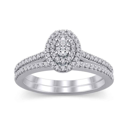 True Promise 5/8 ct. tw. Oval Diamond Wedding Set in 10K White Gold