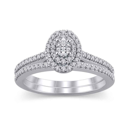 True Promise 5/8 ct. tw. Oval Diamond Wedding Set in 10K White Gold