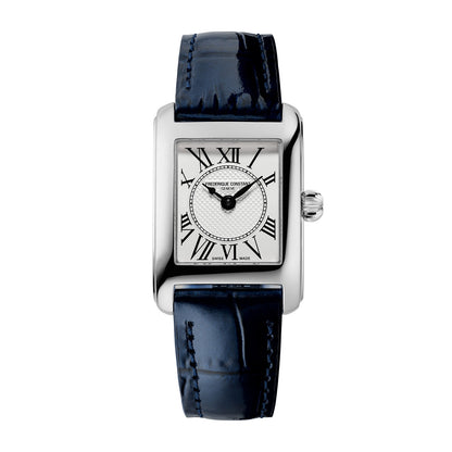Frederique Constant Ladies' Carree Quartz Stainless Steel Watch with Silver Dial & Blue Leather Strap