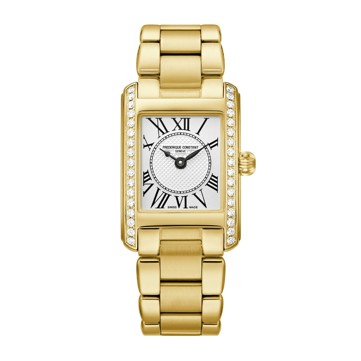 Frederique Constant Ladies' Carree Quartz Gold-Tone Stainless Steel Watch with Silver Dial