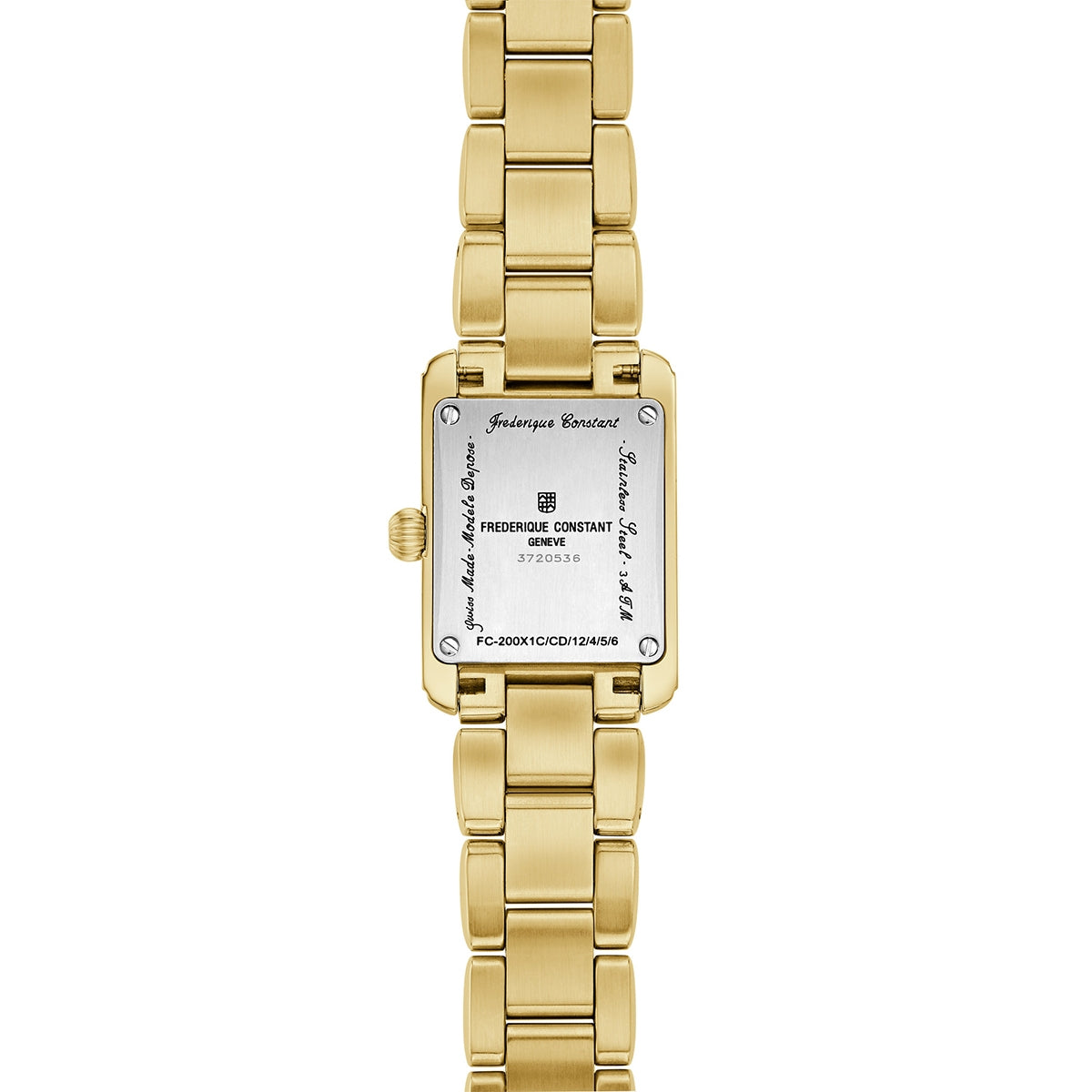 Frederique Constant Ladies' Carree Quartz Gold-Tone Stainless Steel Watch with Silver Dial front view (2)