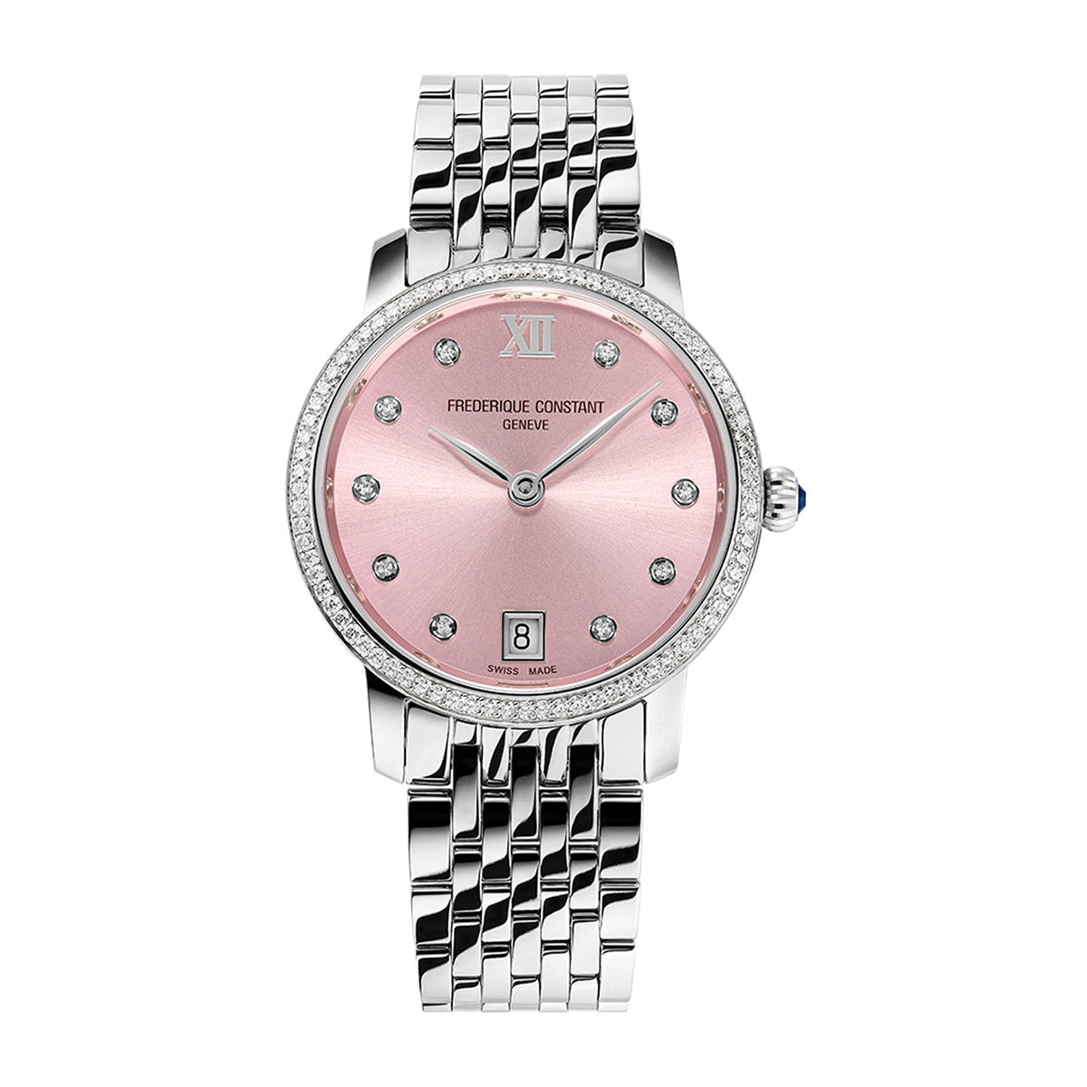 Frederique Constant Ladies' Slimline Quartz Stainless Steel Watch with Pink Dial