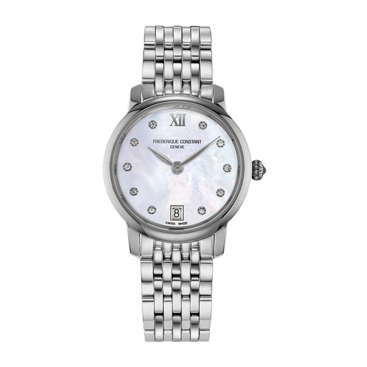 Frederique Constant Ladies' Slimline Quartz Stainless Steel Watch with Silver Dial