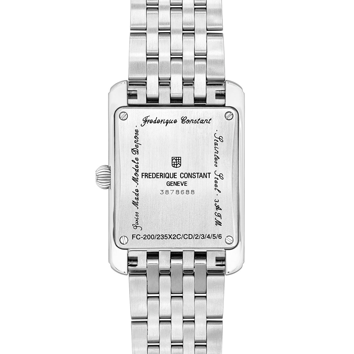 Frederique Constant Ladies' Carree Quartz Stainless Steel Watch with Silver Dial front view (2)