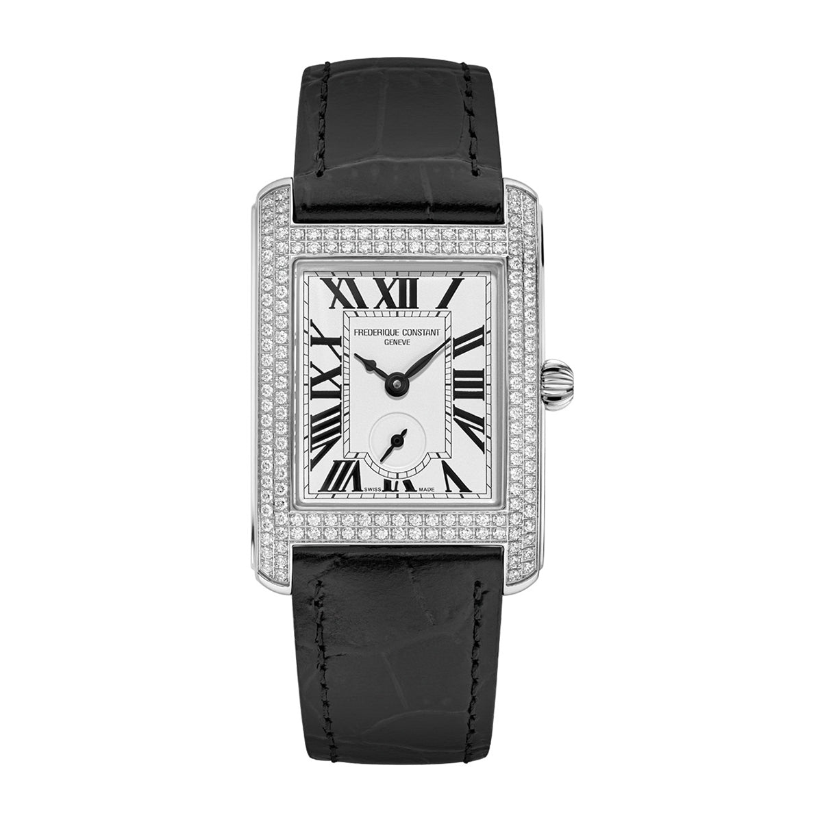 Frederique Constant Ladies' Carree Quartz Stainless Steel Watch with Silver Dial & Black Leather Strap (2)
