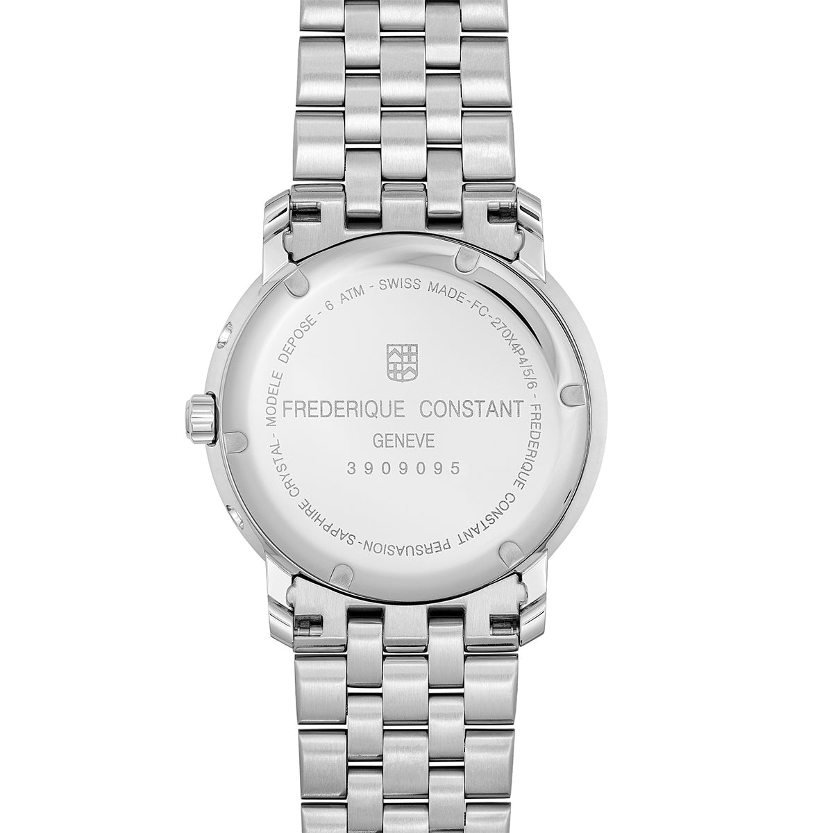 Frederique Constant Men's Index Business Timer Quartz Stainless Steel Watch with Blue Dial front view