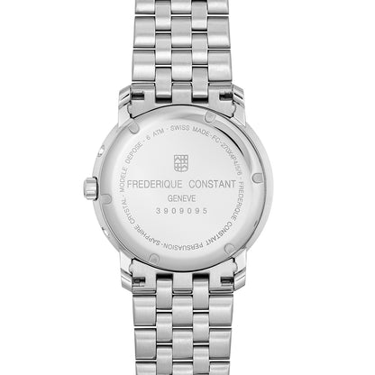 Frederique Constant Men's Index Business Timer Quartz Stainless Steel Watch with Blue Dial front view