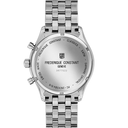 Frederique Constant Men's Index Business Timer Quartz Stainless Steel Watch with Gray Dial front view