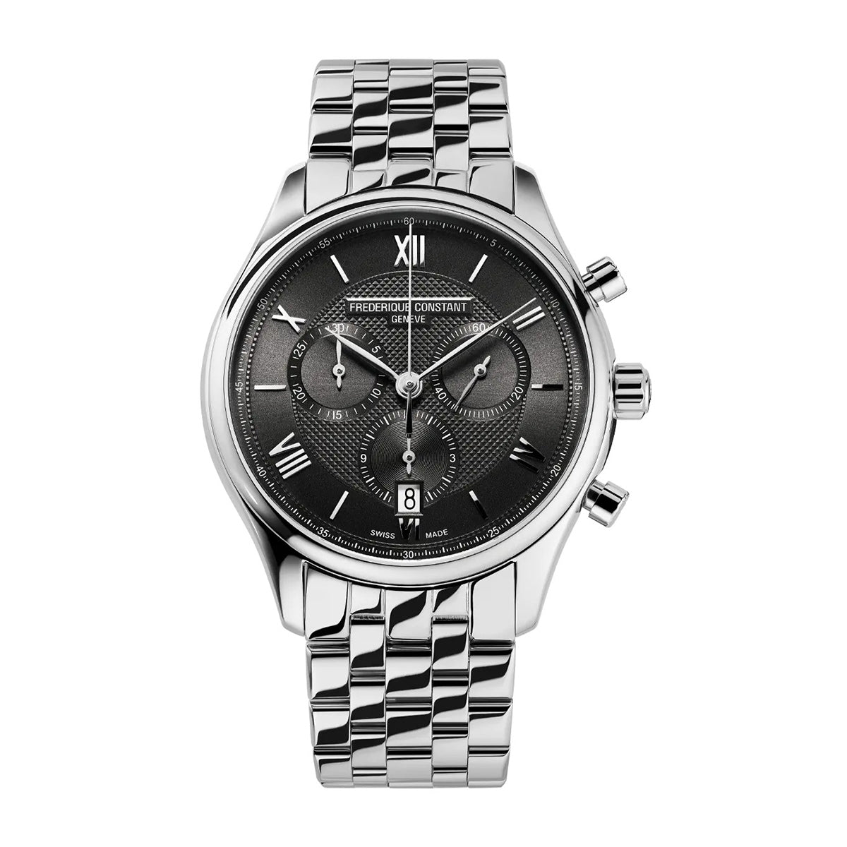 Frederique Constant Men's Index Business Timer Quartz Stainless Steel Watch with Gray Dial