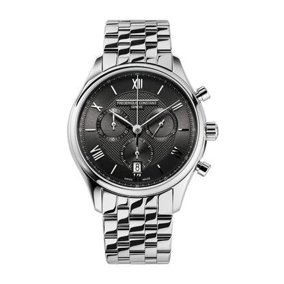 Frederique Constant Men's Index Business Timer Quartz Stainless Steel Watch with Gray Dial