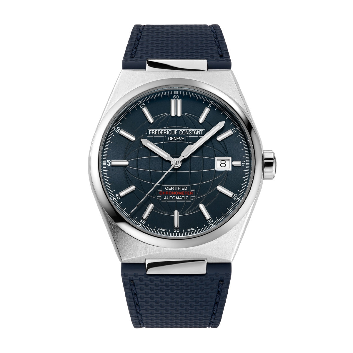 Frederique Constant Men's Highlife Automatic Stainless Steel Watch with Blue Dial close-up detail (2)
