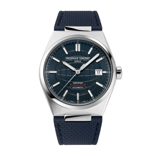 Frederique Constant Men's Highlife Automatic Stainless Steel Watch with Blue Dial close-up detail (2)