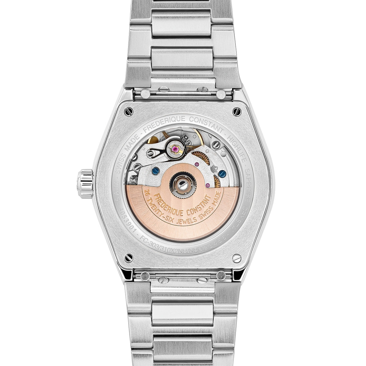 Frederique Constant Ladies' Automatic Stainless Steel Watch with Orange Dial front view