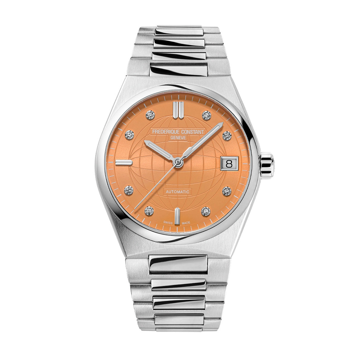 Frederique Constant Ladies' Automatic Stainless Steel Watch with Orange Dial