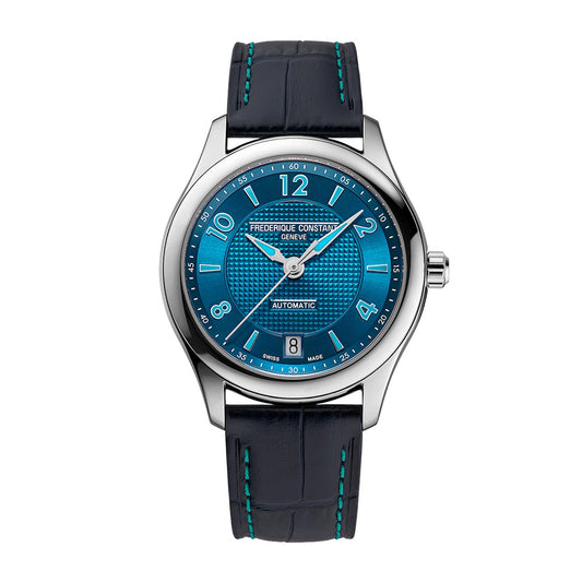 Frederique Constant Ladies' Runabout Automatic Stainless Steel Watch with Blue Dial & Leather Strap