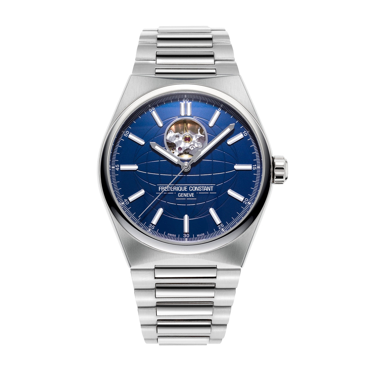 Frederique Constant Men's Highlife Heart Beat Automatic Stainless Steel Watch with Blue Dial