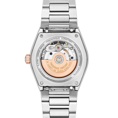 Frederique Constant Ladies' Highlife Heart Beat Automatic Two-Tone Stainless Steel Watch with White Dial front view