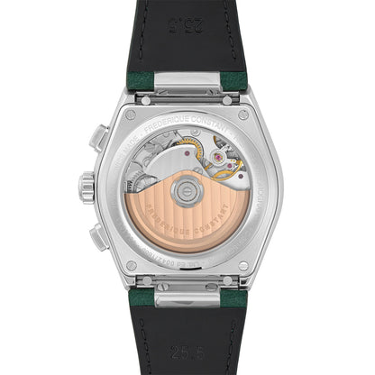 Frederique Constant Men's Highlife Automatic Stainless Still Watch with Green Dial & Leather Strap front view