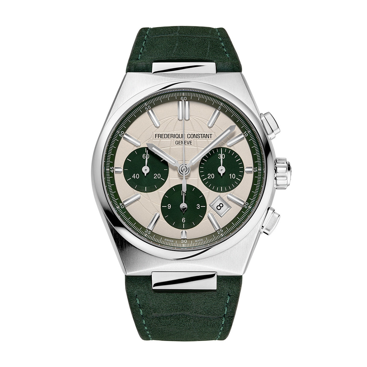 Frederique Constant Men's Highlife Automatic Stainless Still Watch with Green Dial & Leather Strap