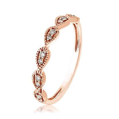 Perfect Match .08 ct. tw. Stackable Diamond Anniversary Ring with Tear Drop Shape Filigree Detailing in 10K Pink front view