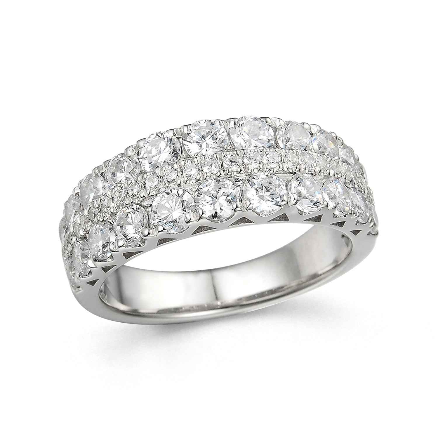 1-7/8 ct. tw. Round Triple Row Diamond Anniversary Wedding Band in 14K White Gold