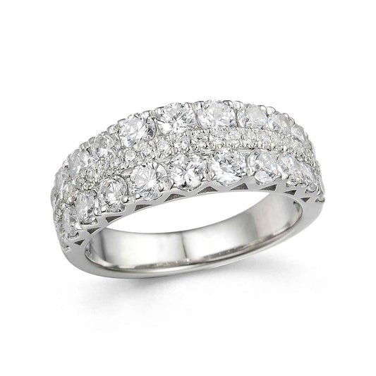 1-7/8 ct. tw. Round Triple Row Diamond Anniversary Wedding Band in 14K White Gold