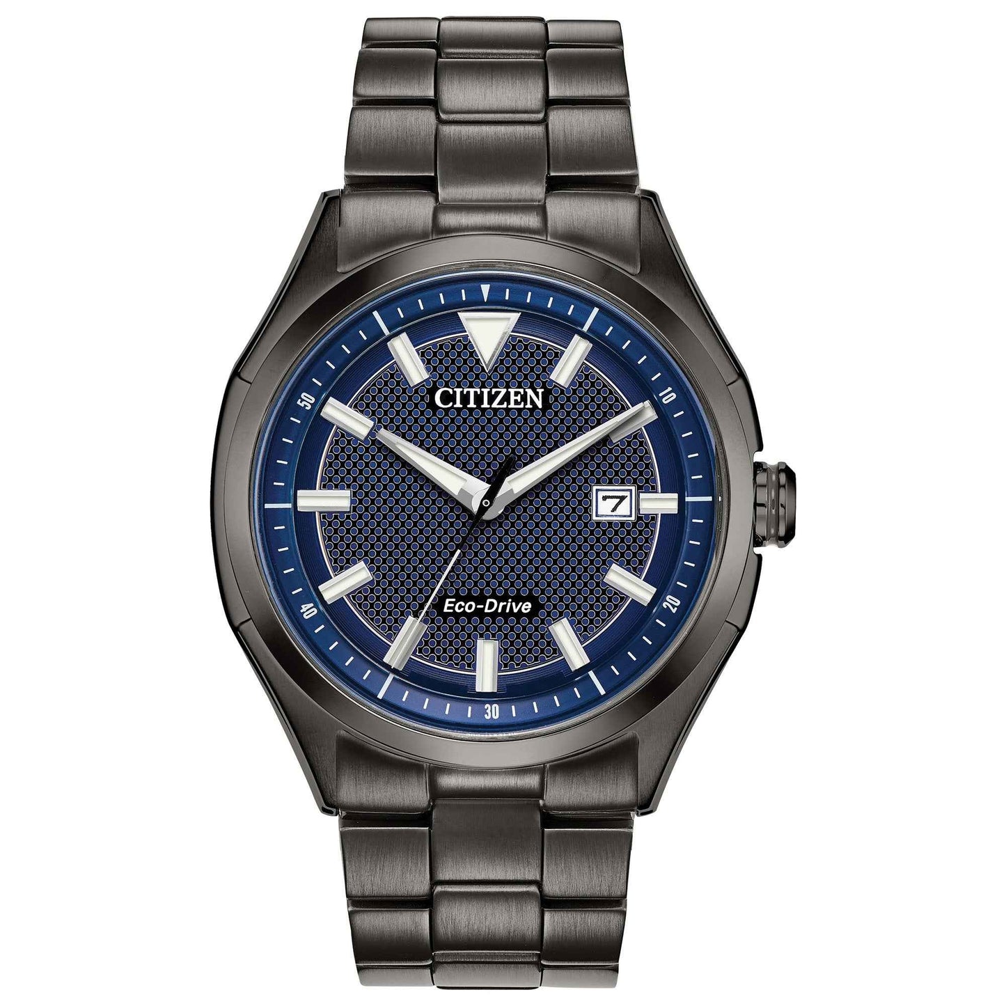 Citizen Men's Dark Gray Stainless Steel Analog Watch with Denim Blue Dial