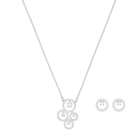 Swarovski Creativity Collection White Crystal Pendant and Earring Set in Silver Plating