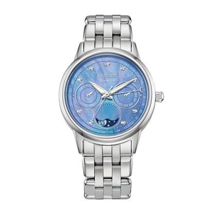 Citizen Ladies' Calendrier Stainless Steel Watch with Blue Moon Dial