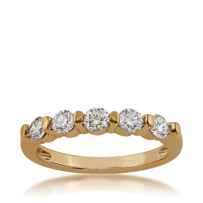 3/4 ct. tw. Round Diamond 5-Stone Bar Set Band in 14K Yellow Gold