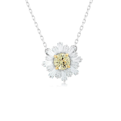 Swarovski Sunshine Collection Yellow and White Crystal Pendant and Earring set in Silver Plating front view