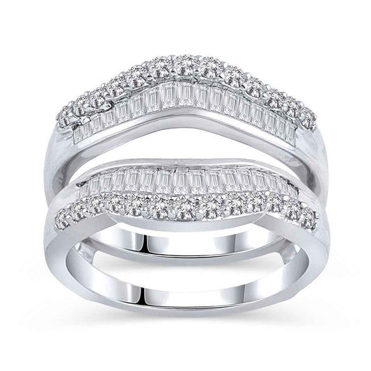 1 ct. tw. Round Brilliant and Baguette Diamond Insert Ring in 14K White Gold