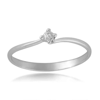 1/100 ct. tw. Round Diamond Promise Ring with Miracle Plating in 10K White Gold front view