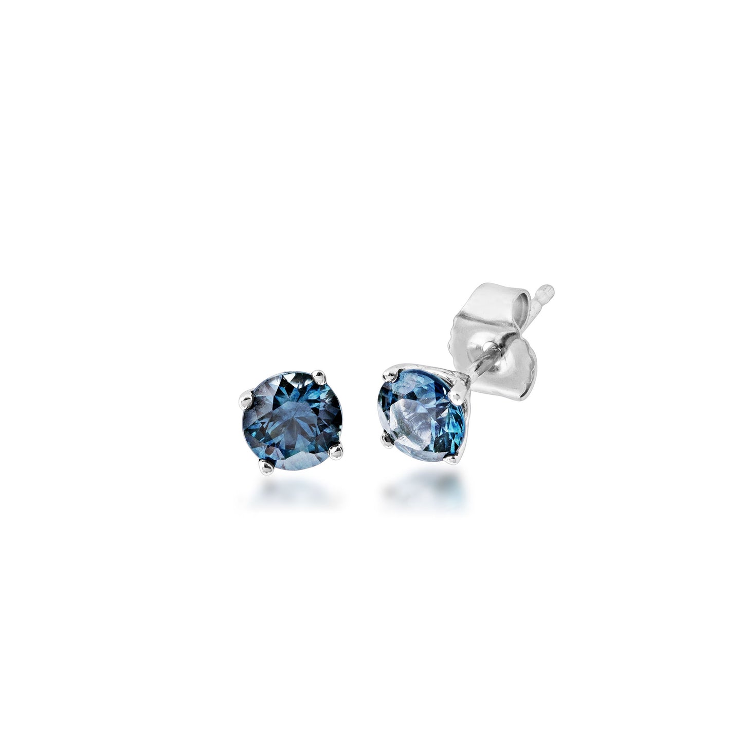 Montana Sapphire 4.5mm Martini Setting Stud Earrings in 10K White Gold