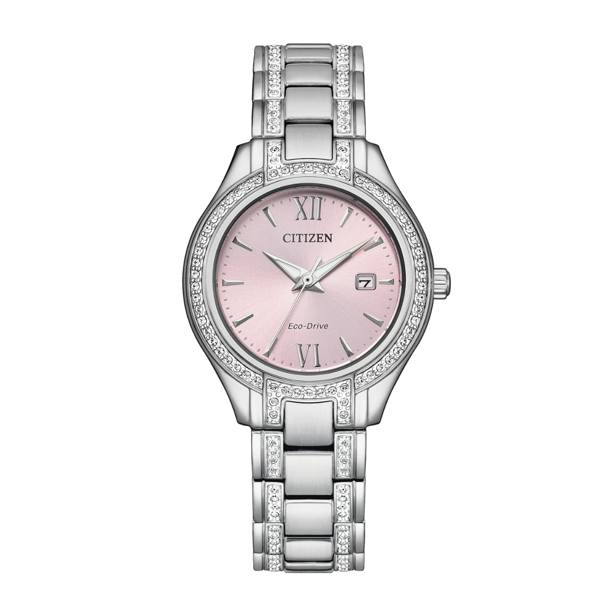 Citizen Ladies' Silhouette Crystal Stainless Steel Watch with Pink Dial
