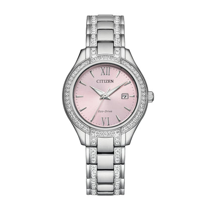Citizen Ladies' Silhouette Crystal Stainless Steel Watch with Pink Dial