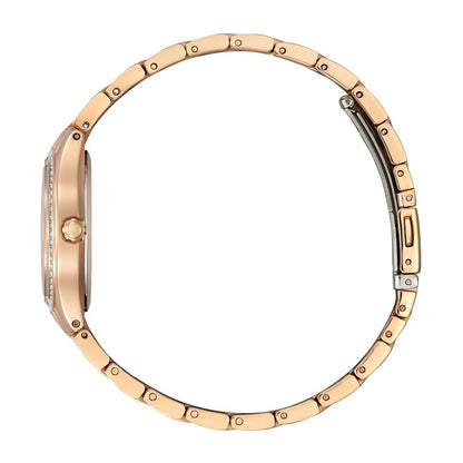 Citizen Ladies' Silhouette Crystal Pink Gold-Tone Stainless Steel Watch with Silver Dial front view