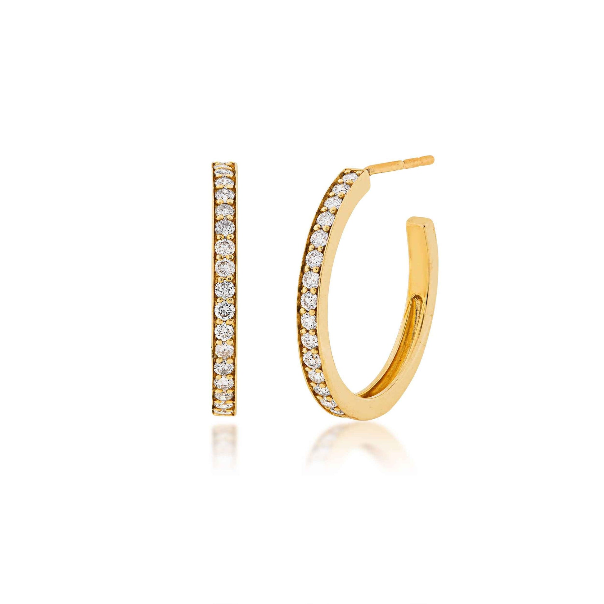 1/2 ct. tw. Round Brilliant Prong-Set Diamond Hoop Earrings in 10K Yellow Gold