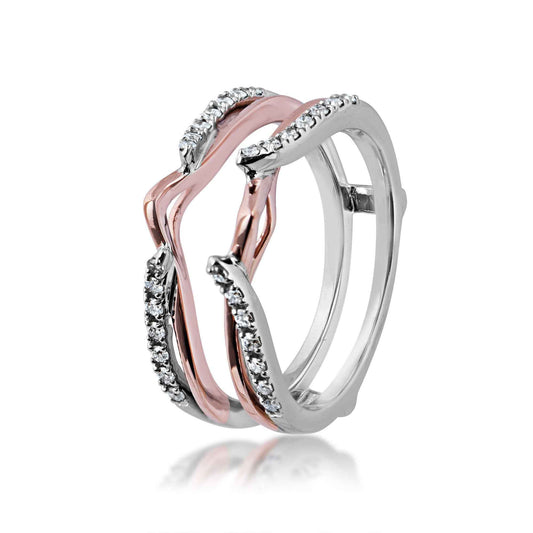 1/4 ct. tw. Diamond Ring Enhancer in 14K Two-Tone White and Pink Gold front view
