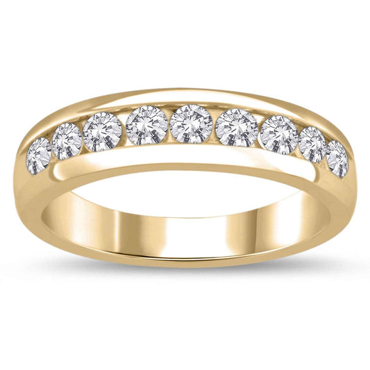 Men's 1 ct. tw. Round Brilliant Machine-Set Diamond Wedding Band in Polished 10K Yellow Gold
