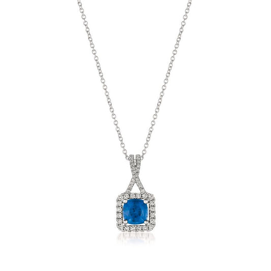 Le Vian Cornflower Sapphire & 1/4 ct. tw. Vanilla Diamond Halo Pendant in 18K Vanilla Gold