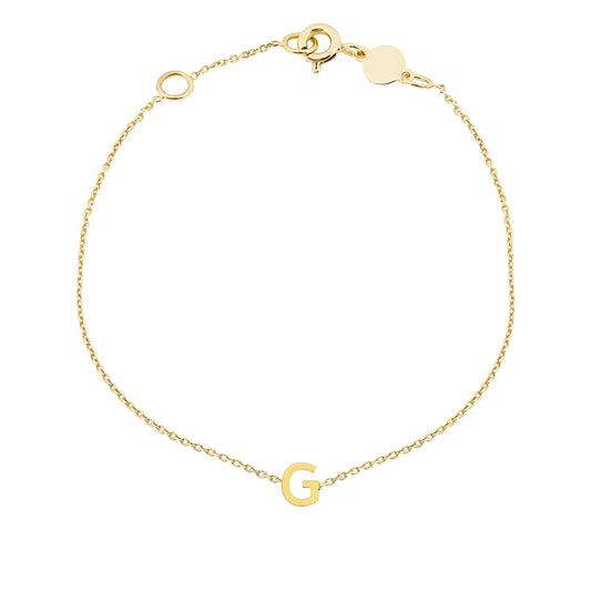 Mini Initial G Bracelet in 14K Yellow Gold