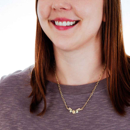 Black Hills Gold Rose Vine Necklace in 10K Yellow Gold front view
