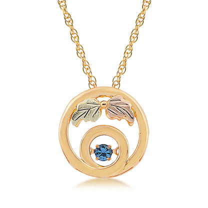 Black Hills Gold Round Yogo Sapphire Circle Pendant in 10K Yellow Gold
