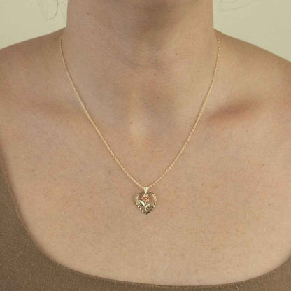 Black Hills Gold Rose in Scalloped Heart Pendant in 10K Yellow Gold front view