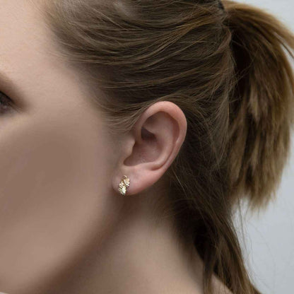 Black Hills Gold Double Leaf & Grape Earrings in 10K Yellow Gold front view